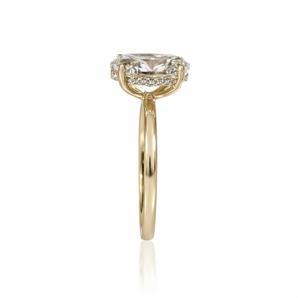 Hidden Halo Four-Prong Oval Lab Diamond Ring