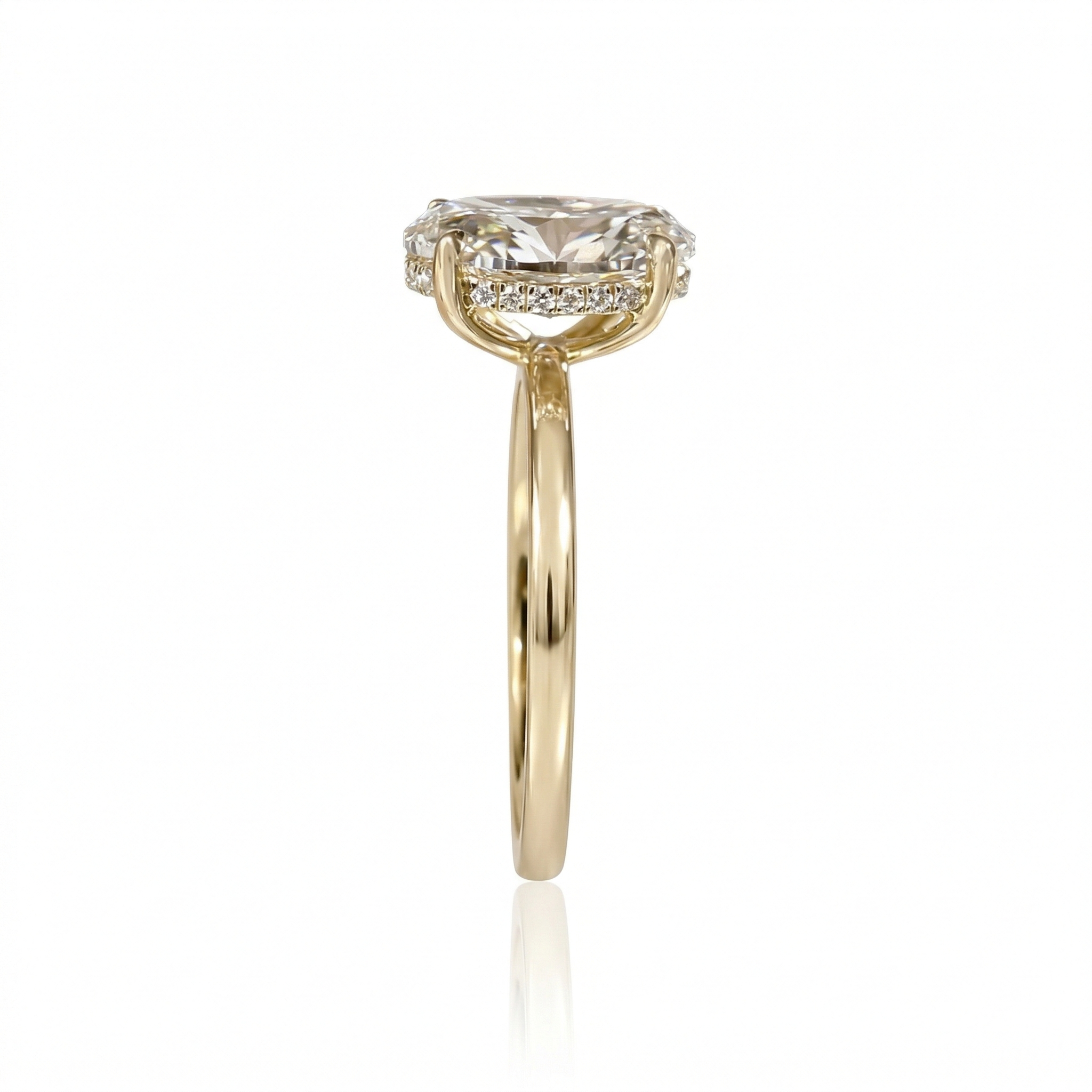 Hidden Halo Four-Prong Oval Lab Diamond Ring
