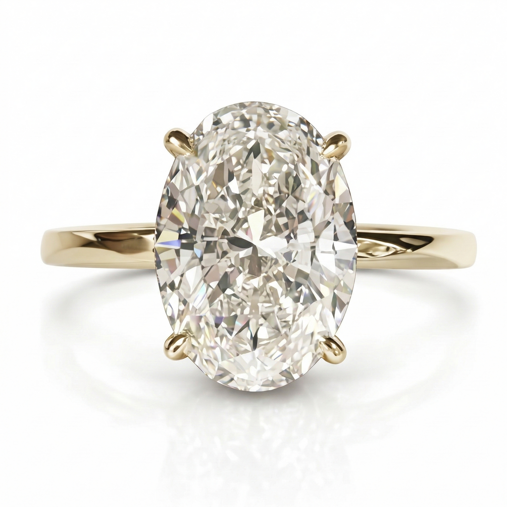 Hidden Halo Four-Prong Oval Lab Diamond Ring