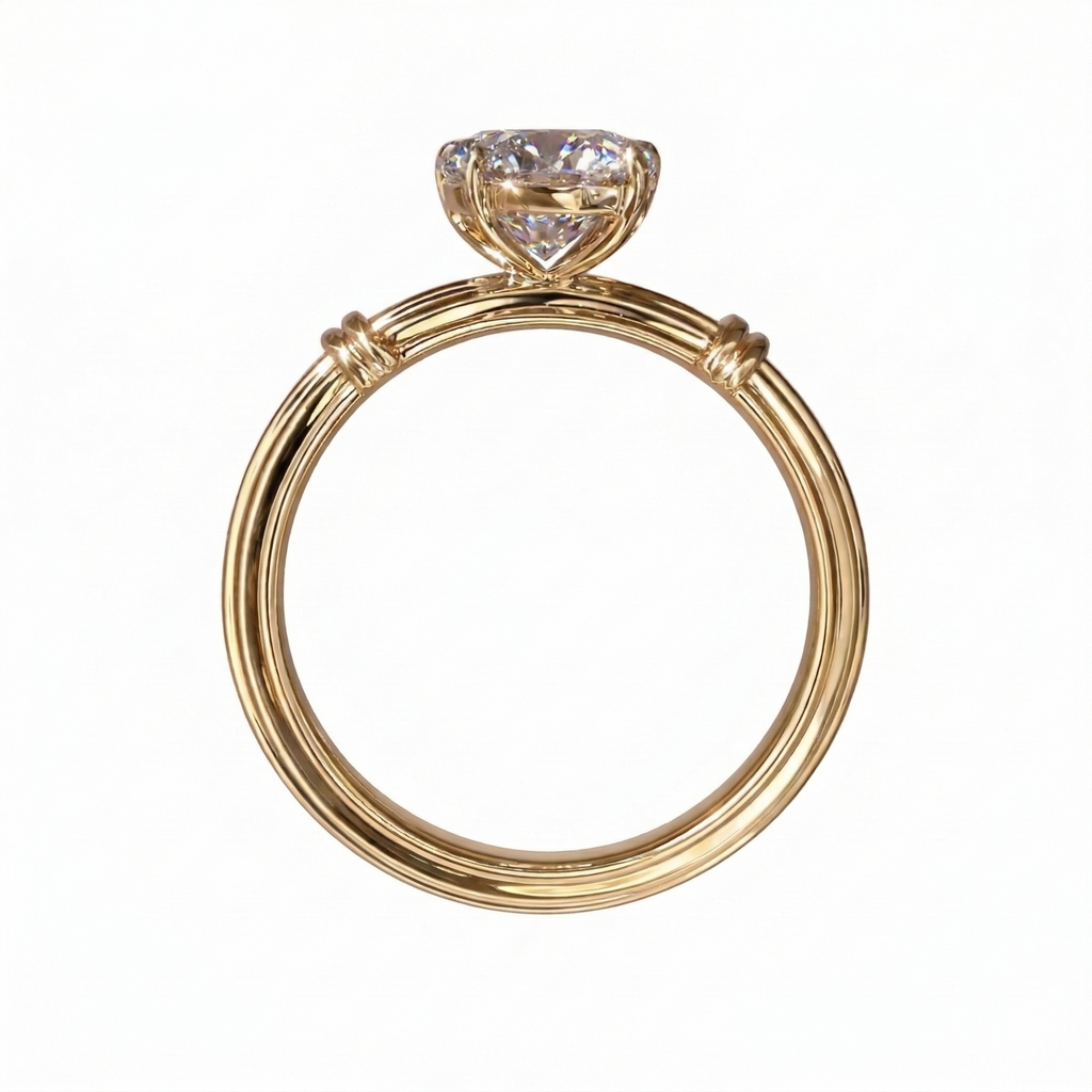 Roman Column Oval Lab Diamond Ring