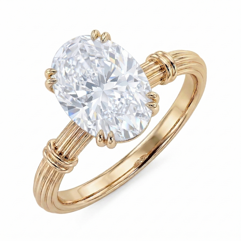 Roman Column Oval Lab Diamond Ring