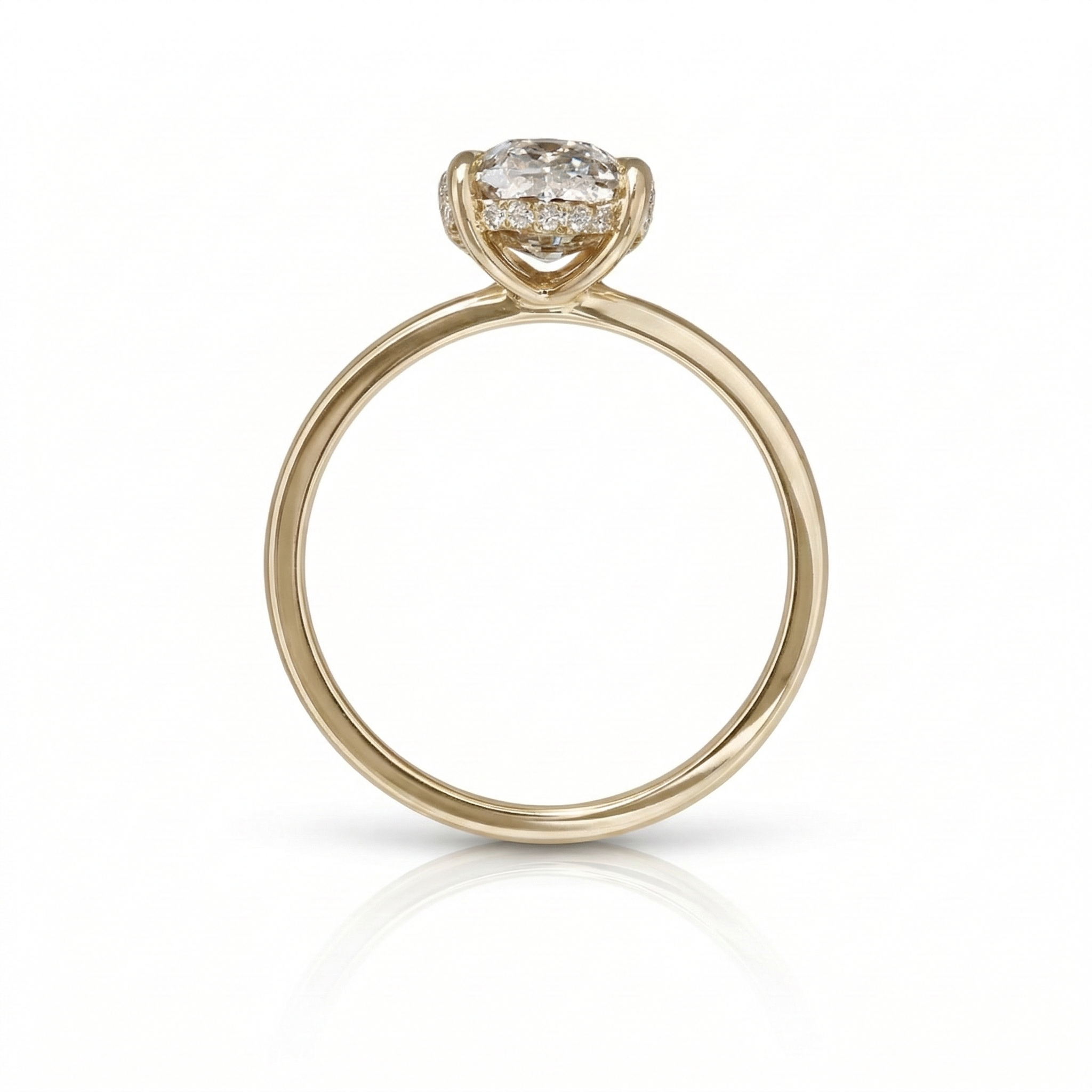 Hidden Halo Four-Prong Oval Lab Diamond Ring