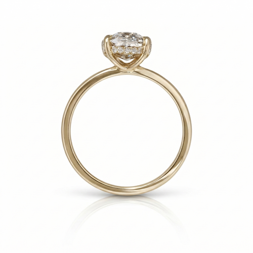 Hidden Halo Four-Prong Oval Lab Diamond Ring
