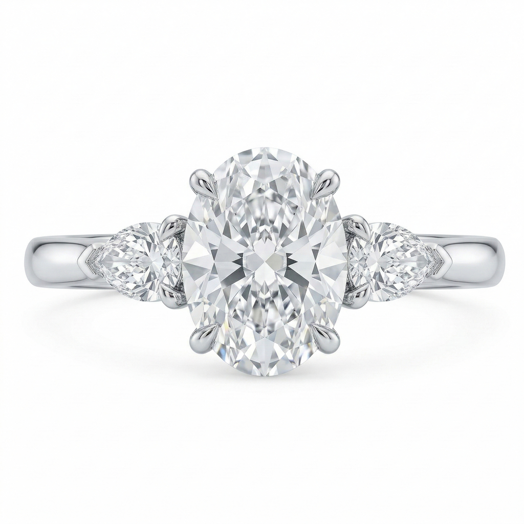 Three-Stone Oval Lab Diamond Ring